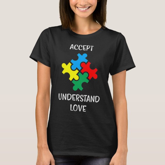 Camiseta Aceitar Compreender Quebra-cabeça do Dia da Consci (Frente)