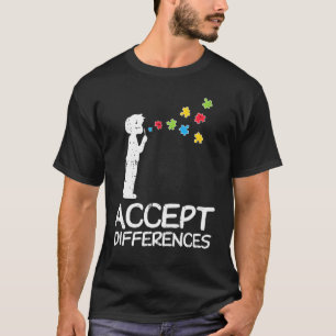 Camiseta Aceitar Diferenças Bolhas de Puzzle Infantil Autis