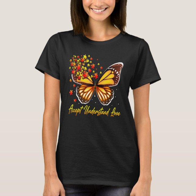Camiseta Aceitar Entender Amar Borboleta Conscientização do (Frente)