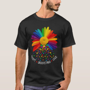 Camiseta Aceitar Entender Amar Puzzle Flor de Daisy Autismo