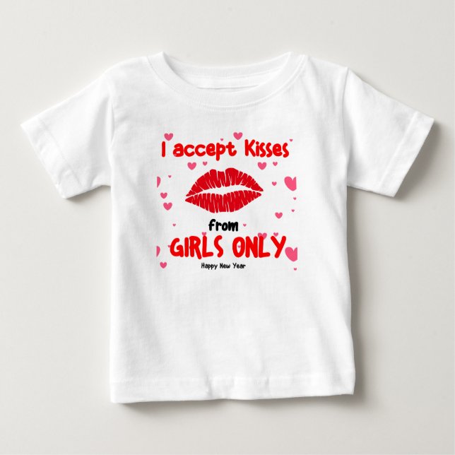 Camiseta Aceito Beijos de Meninas - Toddler Tee (Frente)