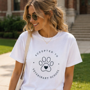 Camiseta Aceito na Faculdade de Veterinária, Futuro Veterin