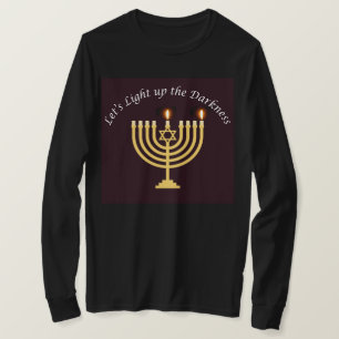 Camiseta Acenda a escuridão Hanukkah Menorah