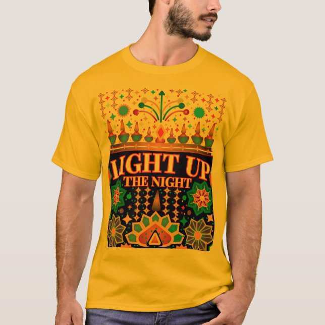 Camiseta Acenda A Noite: Tema De Ilustração De Diwali (Frente)