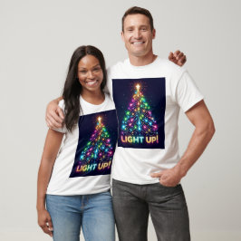 Camiseta Acenda! - Camisa-T de Árvore de Natal Arco-Íris
