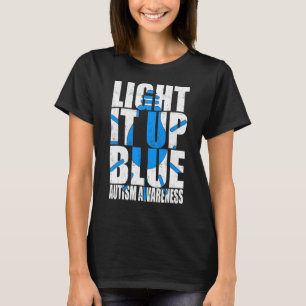 Camiseta Acenda-O Autismo Azul Eu Visto Azul Para A Consciê