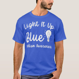 Camiseta Acenda-O Autismo Azul Eu Visto Azul Para Autismo A