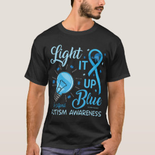 Camiseta Acenda-o Autismo Azul Sensibilização Homens Quebra