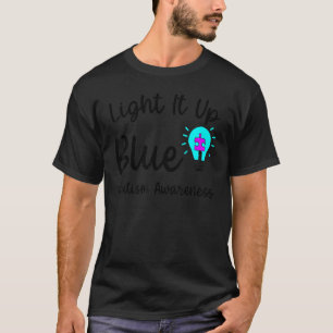 Camiseta Acenda-O Azul Autismo Teto Eu Visto Azul Para Auti