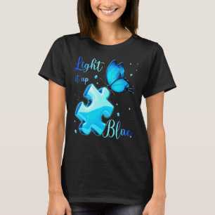 Camiseta Acenda-o Azul Mês de Conscientização do Autismo Pu