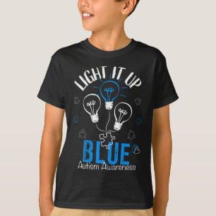 Camiseta Acenda-O Quebra-cabeça de Consciência do Autismo A