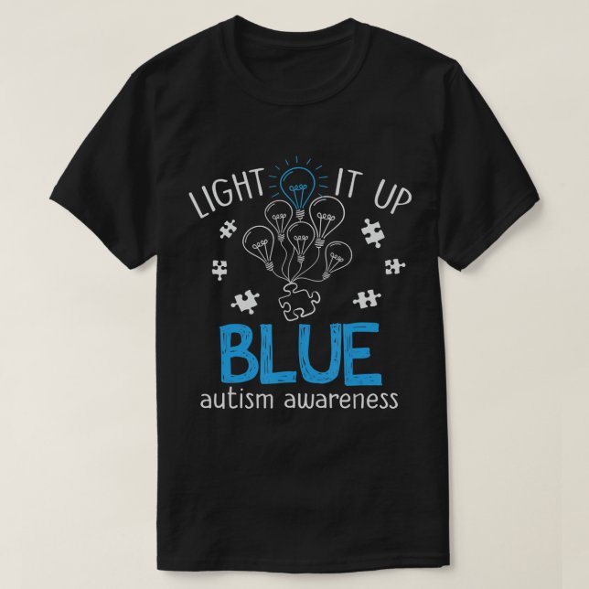 Camiseta Acenda-O Quebra-cabeça de Consciência do Autismo A (Frente do Design)