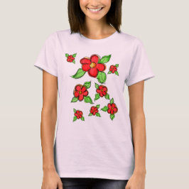 Camiseta Acento De Flor Vermelho Artsy Bright