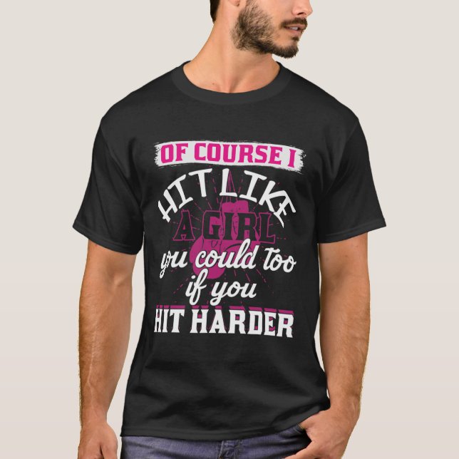 Camiseta Acerte Como Uma Garota Chute Boxe Diverti (Frente)
