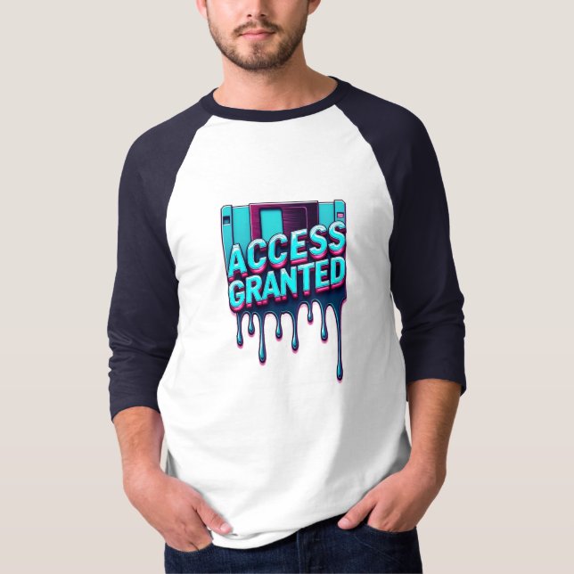 Camiseta Acesso Concedido | Gráfico de Disquete de Hacker R (Frente)