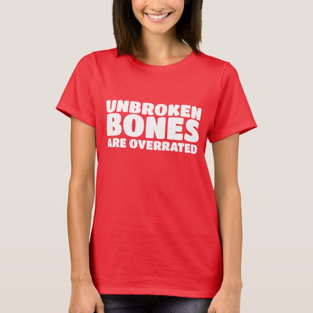 Camiseta acidente com osso quebrado engraçado (Frente)