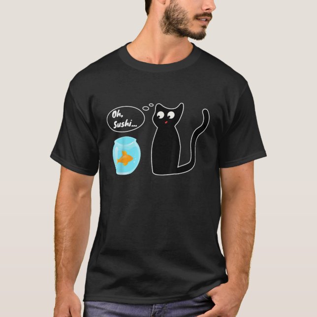 Camiseta Acidentes Engraçados Acontecem Oh Sushi Cat Goldfi (Frente)