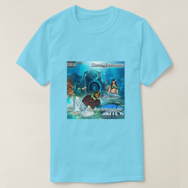 Camiseta Acima de Tee Gráfico de Água (Azul Oceânico) (Frente do Design)