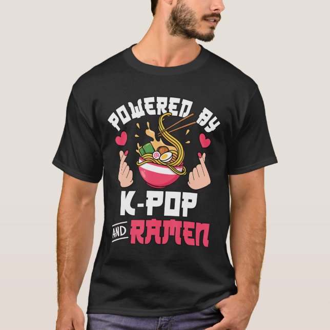 Camiseta Acionado Por K-Pop E Ramen Cute Music Anime L (Frente)