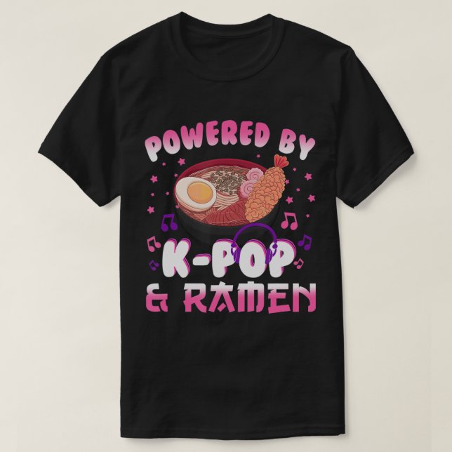 Camiseta Acionado por Kpop e Ramen Kpop Kawaii Anime Gift G (Frente do Design)