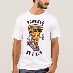 Camiseta Acionado Por Pizza, Engraçado Estilo Retro Pizza A