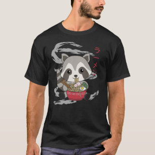 Camiseta Acionado Por Ramen Cute Raccoon Come Ramen