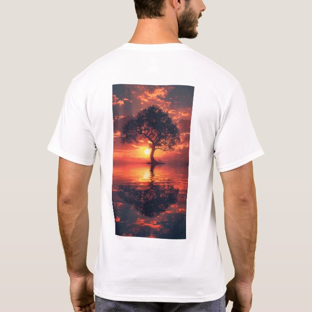 Camiseta Acklit Tree at Sunset - Hyper Realist Refletion T  (Verso)