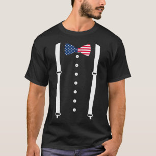 Camiseta Acmerbund Suspenders USA Flag Tuedo Costume