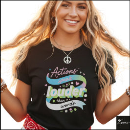 Camiseta Ações Coloridas em 3D Falam Mais Alto Pop