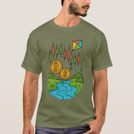 Camiseta Ações de Cripto Negociação Rio Fluindo