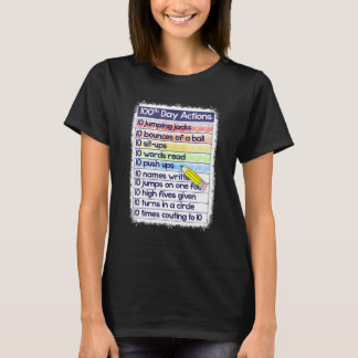 Camiseta Ações do 100º Dia Professora 100 Dias De Escola En
