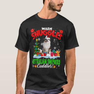 Camiseta Aconchegantes Abraços Australian Shepherd Natal Ár
