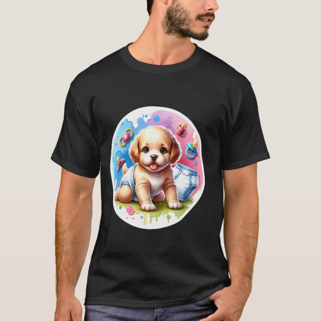 Camiseta Aconchegue O Momento Fofa Bebe Fralda Cachorrinho  (Frente)