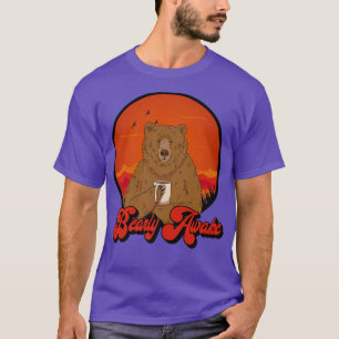 Camiseta Acorda-Branca - Engraçado Bear Café Drinker Premiu