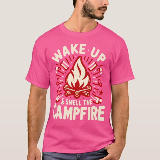 Camiseta Acordar E Cheire O Acampamento De Campfire (Frente)