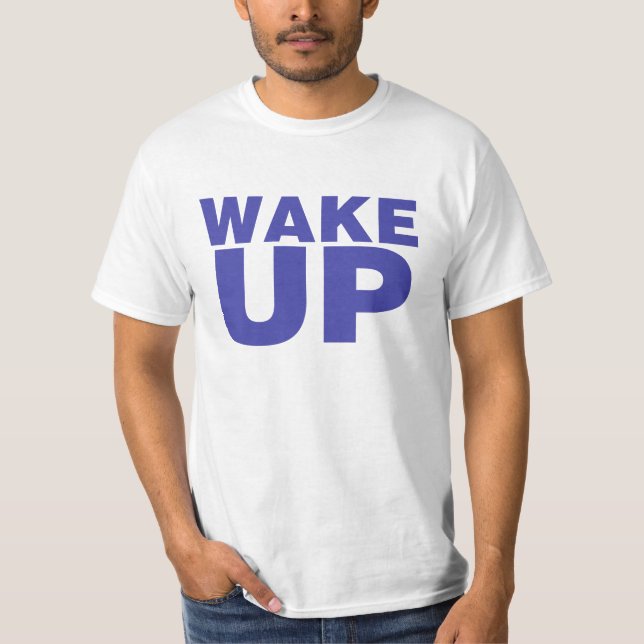 Camiseta Acordar para cima azul (Frente)