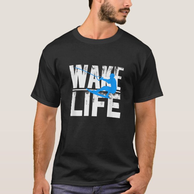Camiseta Acordar Surfing Gif Boat Lake Wakesurfing (Frente)
