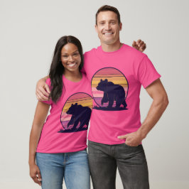 Camiseta Acorde cedo - Design Sunset Urso Retroativo Engraç