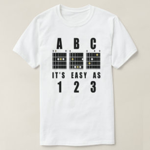 Camiseta Acorde de Violão ABC É Fácil Como 123