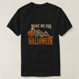 Camiseta Acorde-me no Halloween Esqueleto Vintage Abóbora