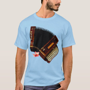 Camiseta Acordeão e Plumeria - Instrumento Musical