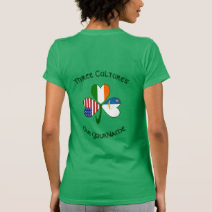 Camiseta Açores Irlanda EUA Flagres Shamrock Seu Nome