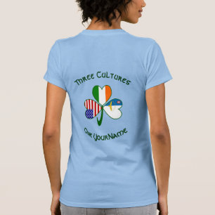 Camiseta Açores Irlanda EUA Trevo Bandeira Personalizar Mul