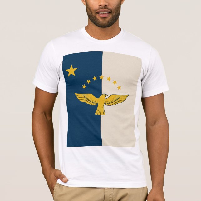 Camiseta Açores, Portugal, Camisa-T Inspirada na Bandeira - (Frente)