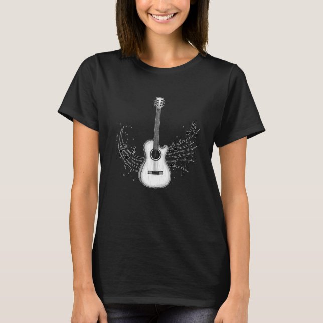 Camiseta Acoustic Guitar Art Drawing (Frente)
