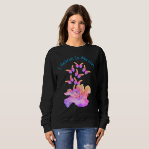Camiseta Acredita Em Milagres Borboletas De Flor Hibiscus