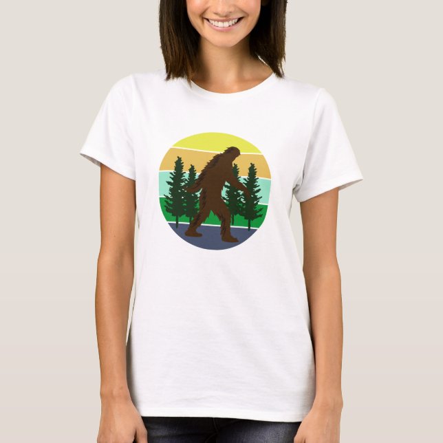 Camiseta Acreditador Sasquatch | Vintage Sunset Bigfoot (Frente)