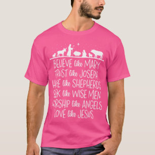 Camiseta Acredite Como Maria Confie Como Joseph Rezando Cri