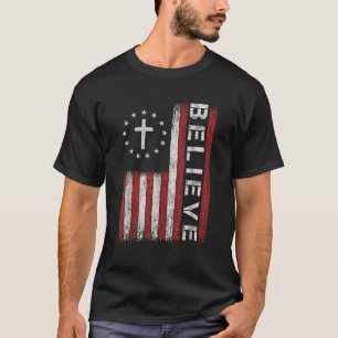 Camiseta Acredite Deus Jesus Cristão Bíblia Fé Cruz Bandeir