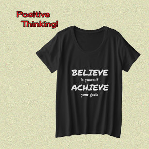 Camiseta Acredite em alcançar texto motivacional